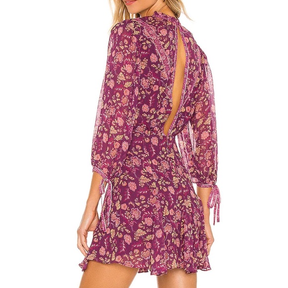 Tularosa Hopper Mini Dress in Plum Pink Floral size small - Picture 2 of 11